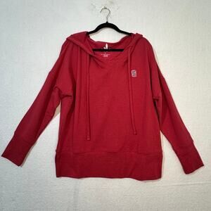 Johnny-O Stanford Carrie V-Neck Pullover Hoodie Sweater Crimson Red Womens Large